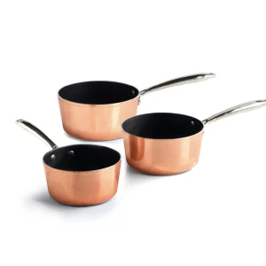 Set de 3 casseroles Alux Pro - en aluminium forgé et acier inoxydable - 16 + 18 + 20 cm - Cuivre*Sauter Fashion