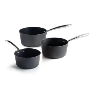Set de 3 casseroles en aluminium forgé et acier inoxydable - 16 + 18 + 20 cm - Noir*Brandt Clearance