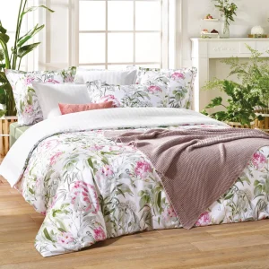 Set de 2 taies d'oreiller satin de coton Jardin de Roses Blanc - 50 x 70 cm*Cacharel Discount