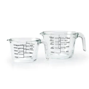 Set de 2 tasses à mesurer en verre résistantes à la température – avec anse – 500 ml + 1000 ml*Brandt Clearance