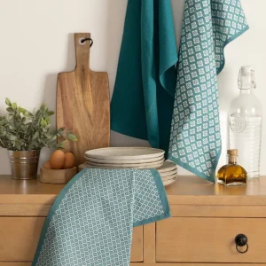 Set of 3 kitchen towels Blue - 70 x 45 x 0,3 cm*Vipshopboutic Outlet