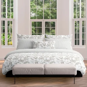 Taie de traversin satin de coton - Traits fins Taupe*Maison Héritage Outlet