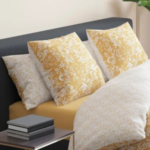 Taie d'oreiller satin de coton Birds Jaune*Cacharel Discount