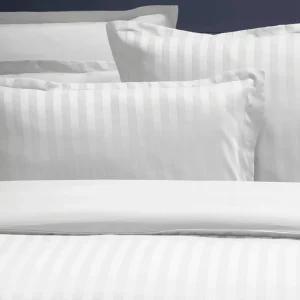 Taie(s) d'oreiller satin de coton rayure tissé Jaquard - Blanc*Maison Héritage Sale