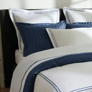 Taie(s) d'oreiller satin de coton - Saint-Tropez Bleu foncé / Blanc*Chevignon Sale