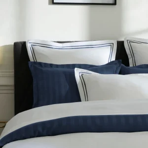 Taie(s) d'oreiller satin de coton - Paris Bleu foncé / Blanc*Maison Héritage Fashion