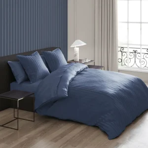 Taie(s) d'oreiller satin de coton rayure tissé Jacquard - Bleu*Rodier Discount