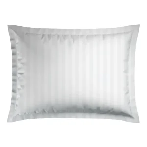 Taie(s) d'oreiller satin de coton rayure tissé Jaquard - Blanc*Maison Héritage Sale