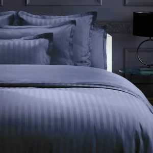 Taie(s) d'oreiller satin de coton Jacquard woven - Bleu foncé*Maison Héritage Outlet