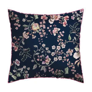 Taie(s) d'oreiller satin de coton - Murmure floral Bleu foncé / Rose*Rodier Best